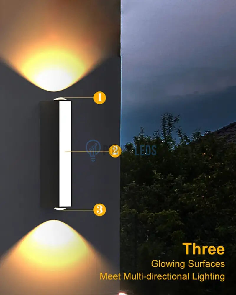 Aplica Led Exterior 12W Neagra Iluminare 3 Unghiuri Wall Light Fixtures