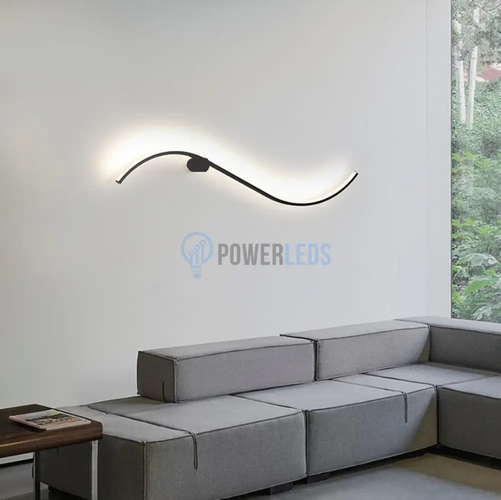 Aplica Led Flow Line 36W 60Cm Aplica Perete / Tavan Minimalist Design Neagra Wall Light Fixtures