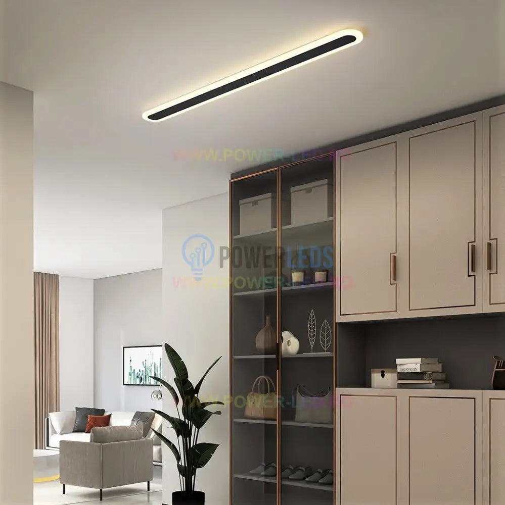 Aplica Led Liniara 64W 80Cm Neagra Echivalent 400W Lighting Fixtures