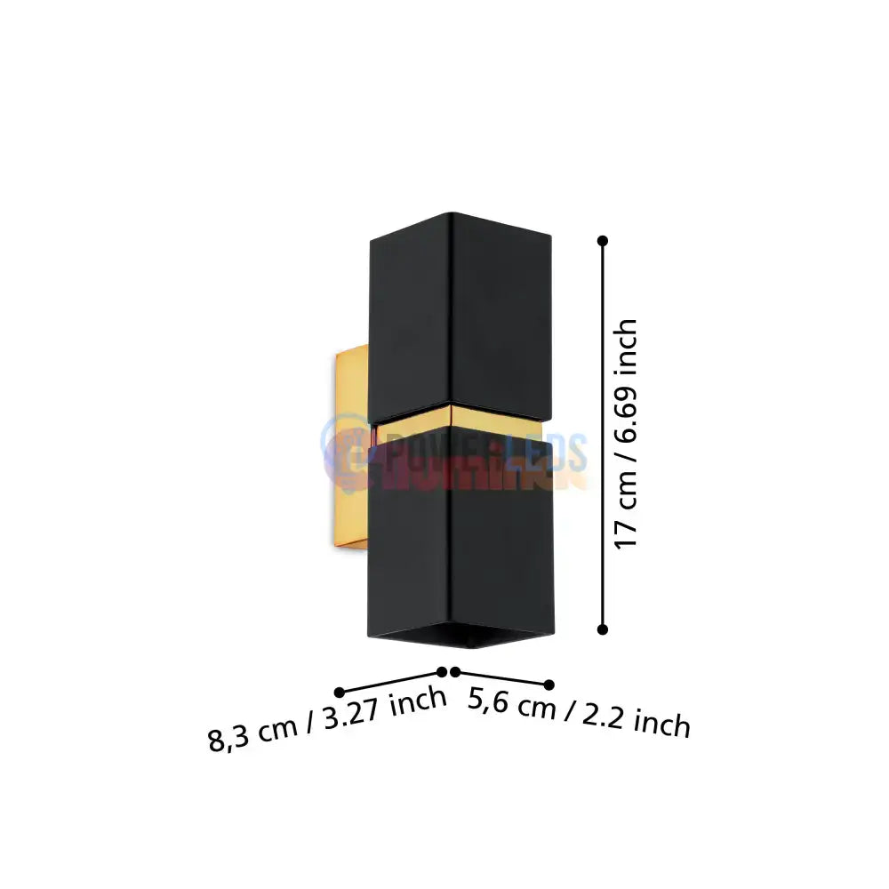 Aplica LED 2X2,8W PASSA EGLO NEGRU+AURIU 95373 powerleds.ro