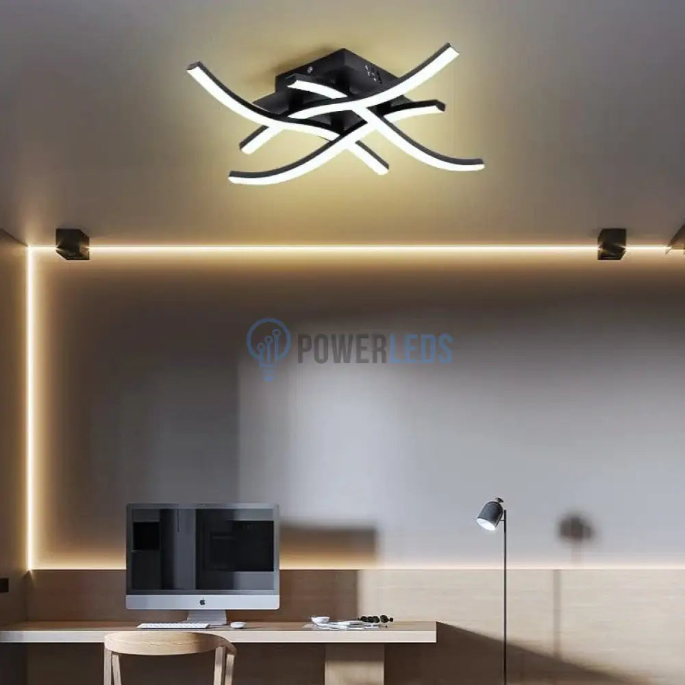 Aplica Led Waves Lines Black Echivalent 300W Wall Light Fixtures