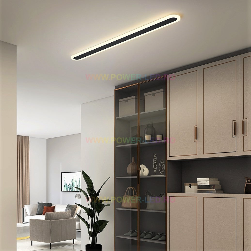 Aplica LED Liniara 80cm Neagra Echivalent 400W