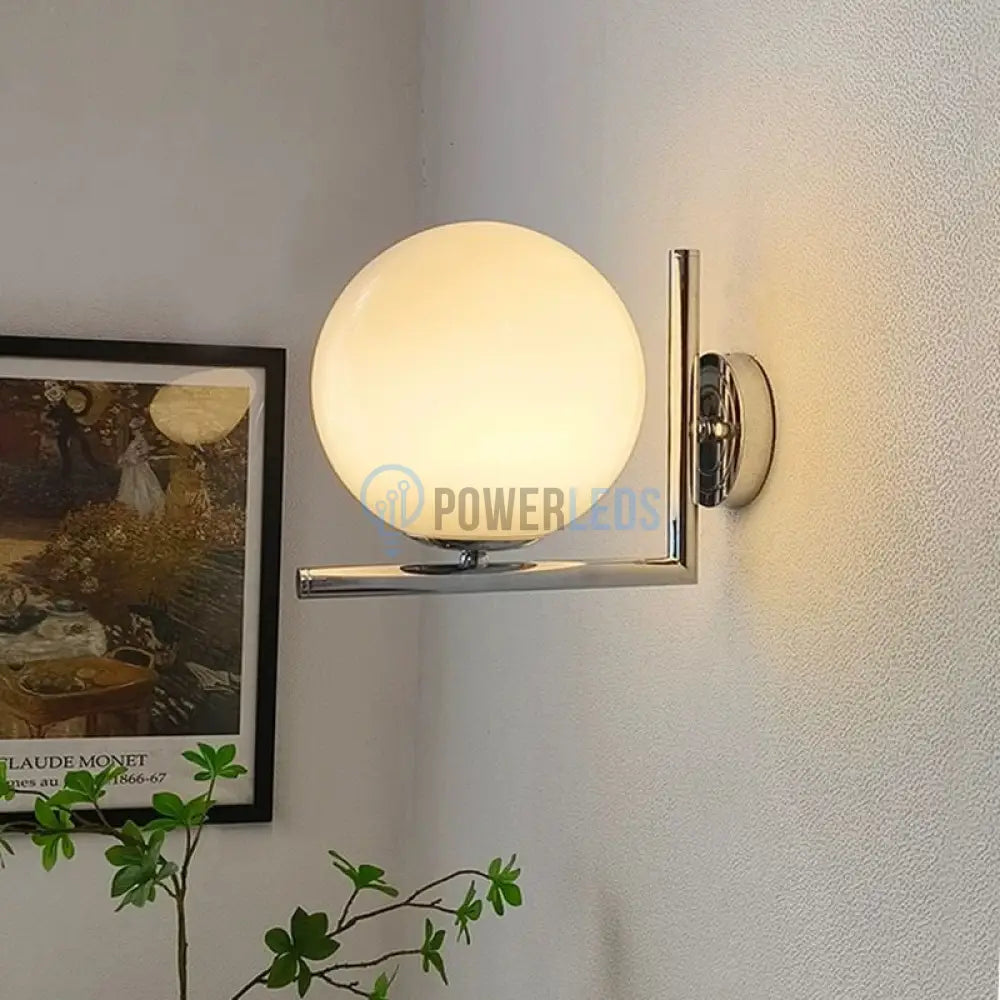 Aplica Nordic Style Abajur Mat Silver Globe ARGINTIE / ABAJUR / APLICA PERETE Wall Light Fixtures