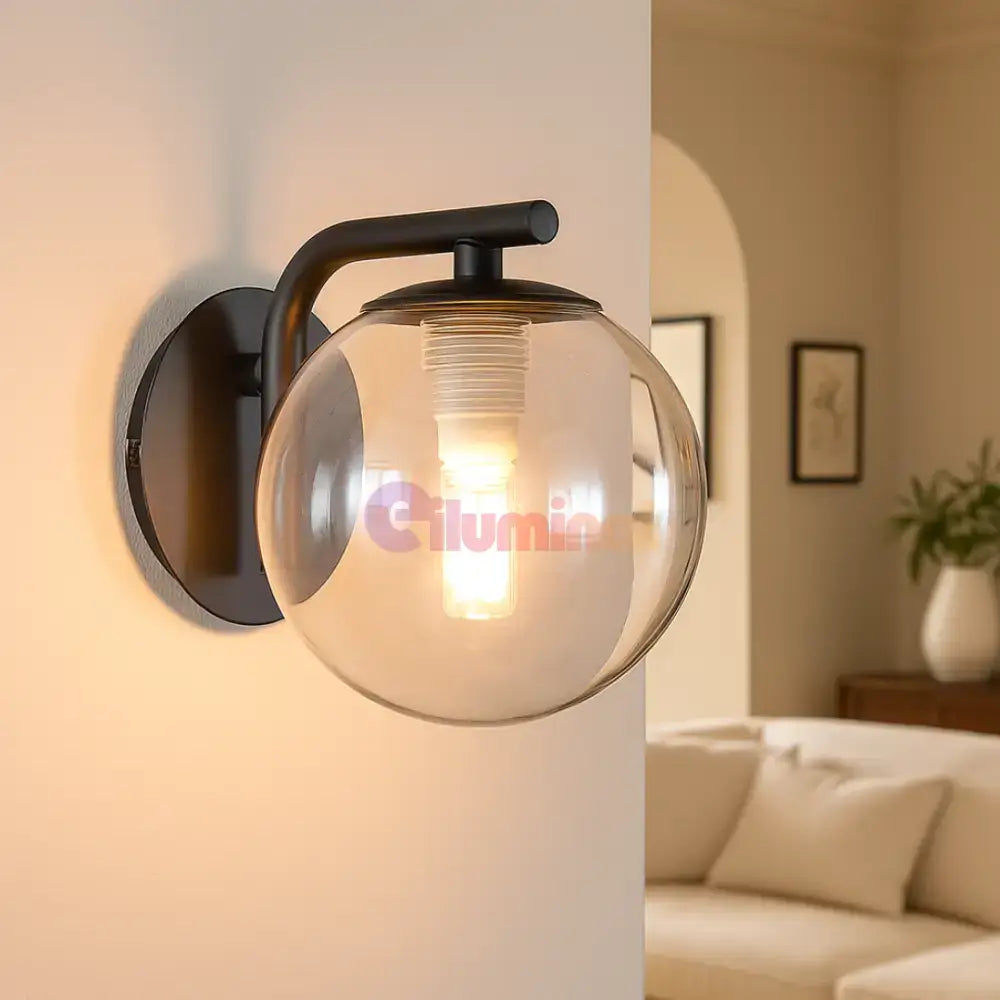 Aplica Perete Abajur Transparent Volta Black powerleds.ro