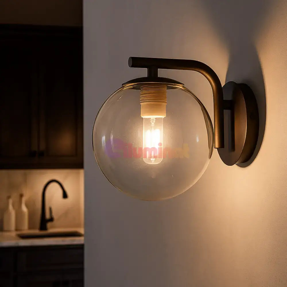 Aplica Perete Abajur Transparent Volta Black powerleds.ro