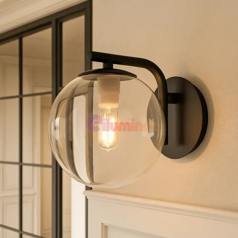 Aplica Perete Abajur Transparent Volta Black powerleds.ro