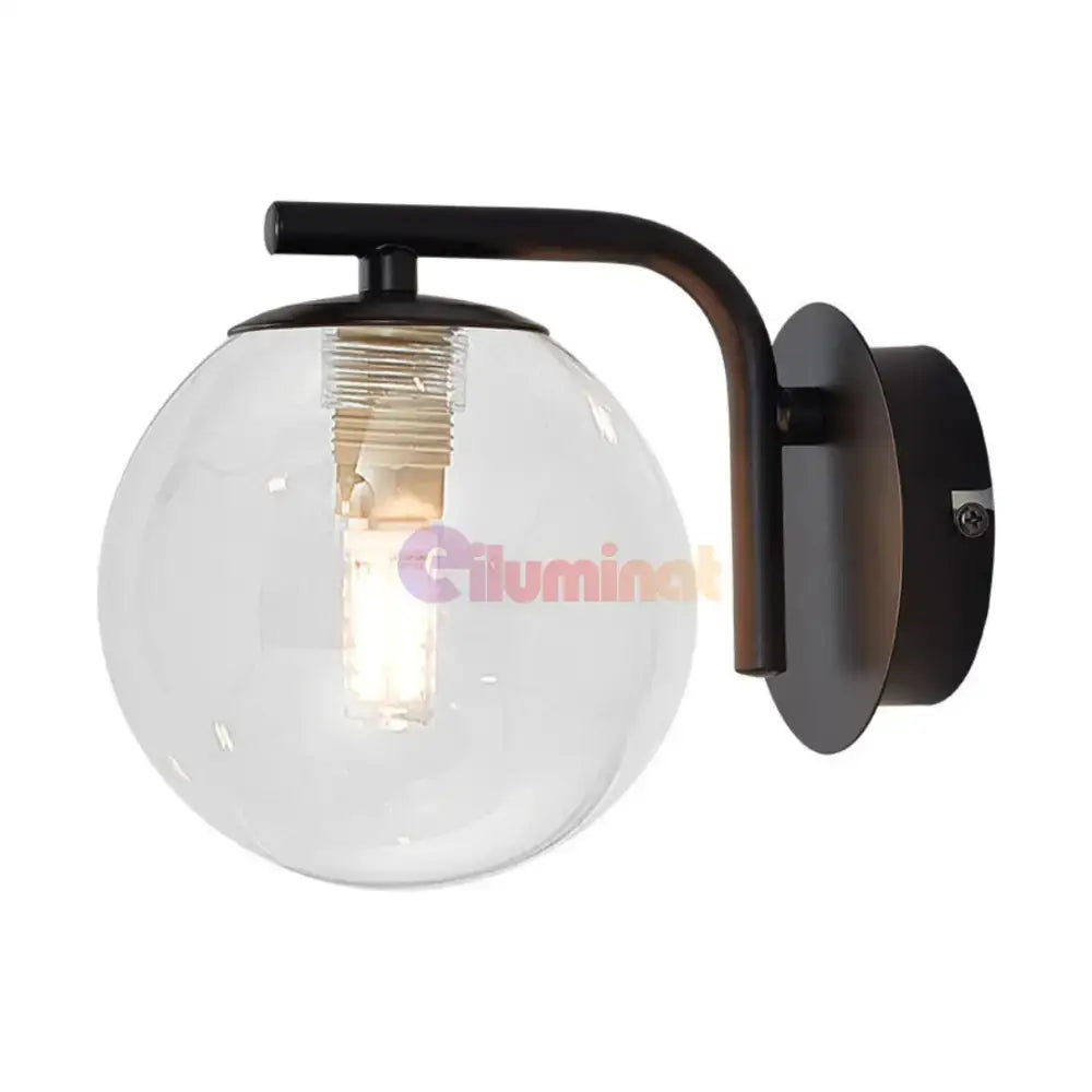 Aplica Perete Abajur Transparent Volta Black powerleds.ro