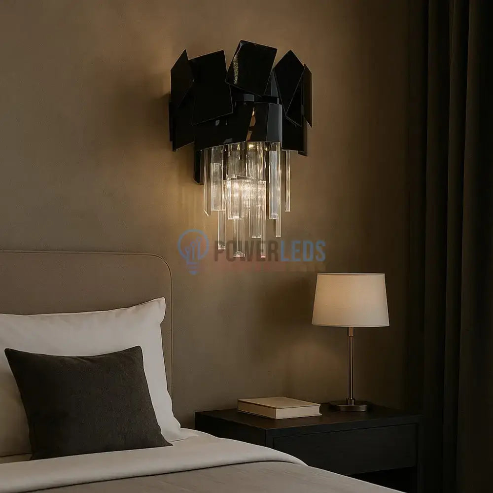 Aplica Perete Cristal Modern Troy Negru Lucios Wall Light Fixtures