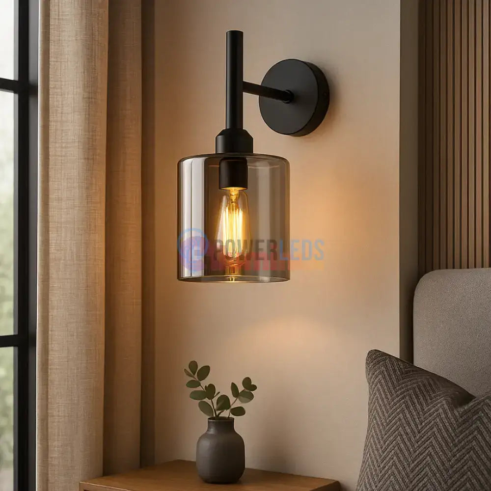 Aplica Perete Smokey V2 Neagra Abajur fumuriu powerleds.ro