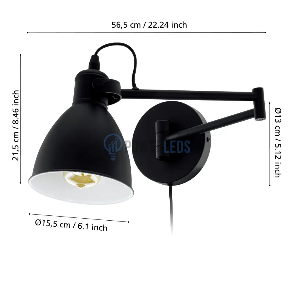 Aplica SAN PERI Black 21CM EGLO NEAGRA / APLICA PERETE / VINTAGE SI RETRO DESIGN Wall Light Fixtures