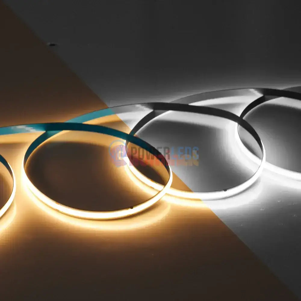 Banda LED 24V CCT COB 10 metri cu 3 Tipuri de Lumina powerleds.ro