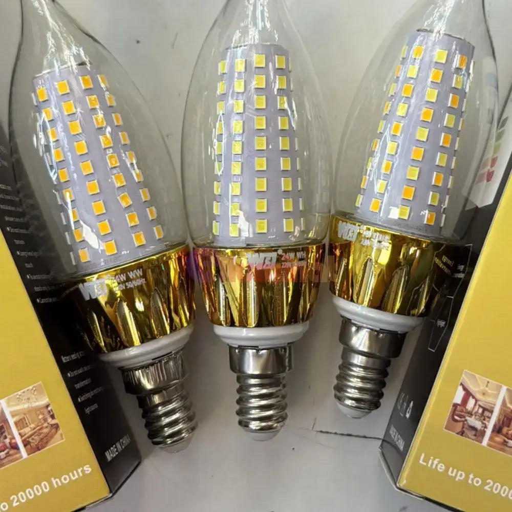 Bec LED E14 24W Lumanare transparent Echivalent 200W powerleds.ro