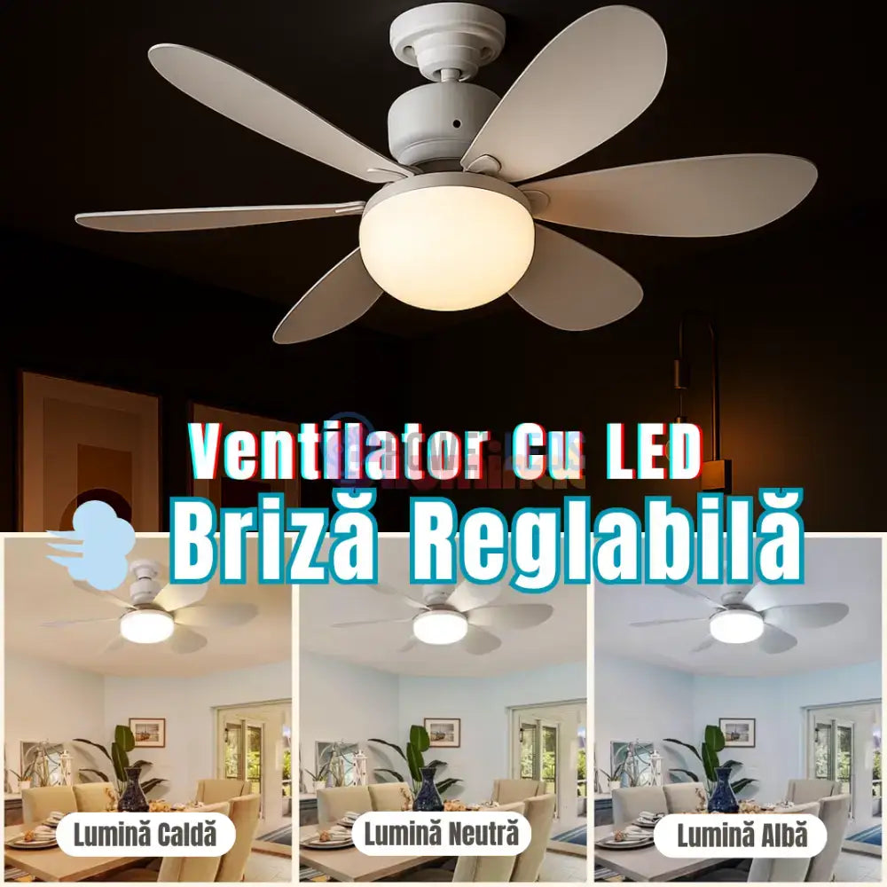Bec LED E27 30W cu Ventilator, 3 Lumini si telecomanda powerleds.ro
