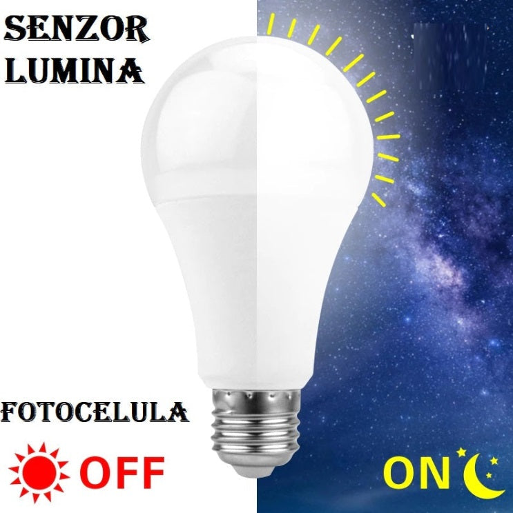 Bec LED E27 9W Senzor Crepuscular Fotocelula