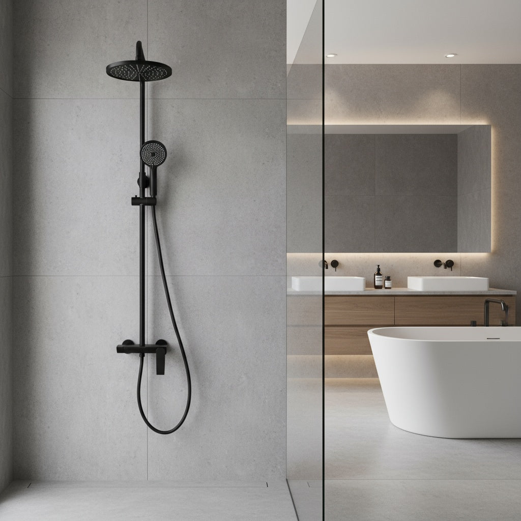 Coloana de Dus Negru Mat 5032-1 3 Functii Alama si Inox