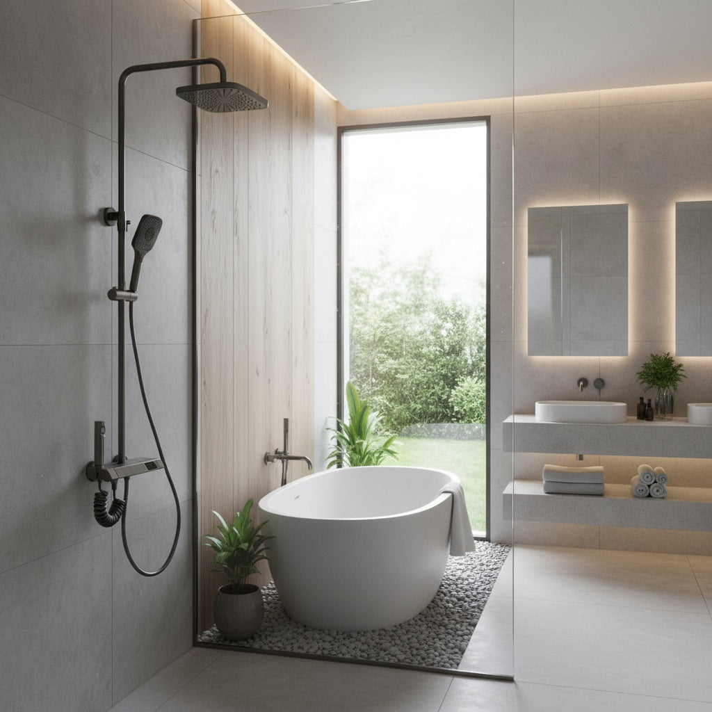 Coloana de Dus Gri Mat cu Afisaj LCD