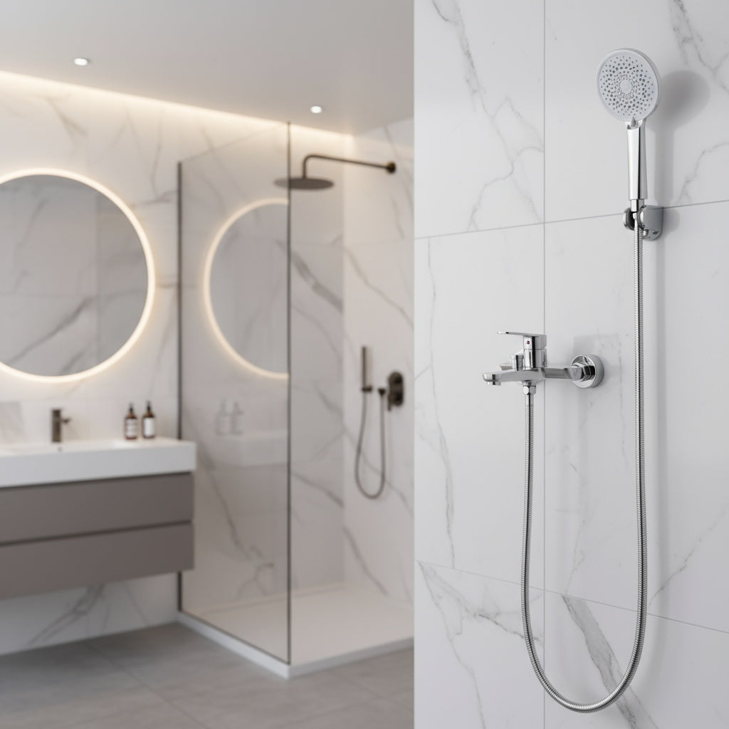 Coloana de Dus Inox Argintiu 3 Functii Clasic