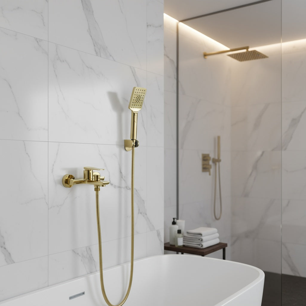 Coloana de Dus Auriu Mat 3 Functii Design Slim Reglabil