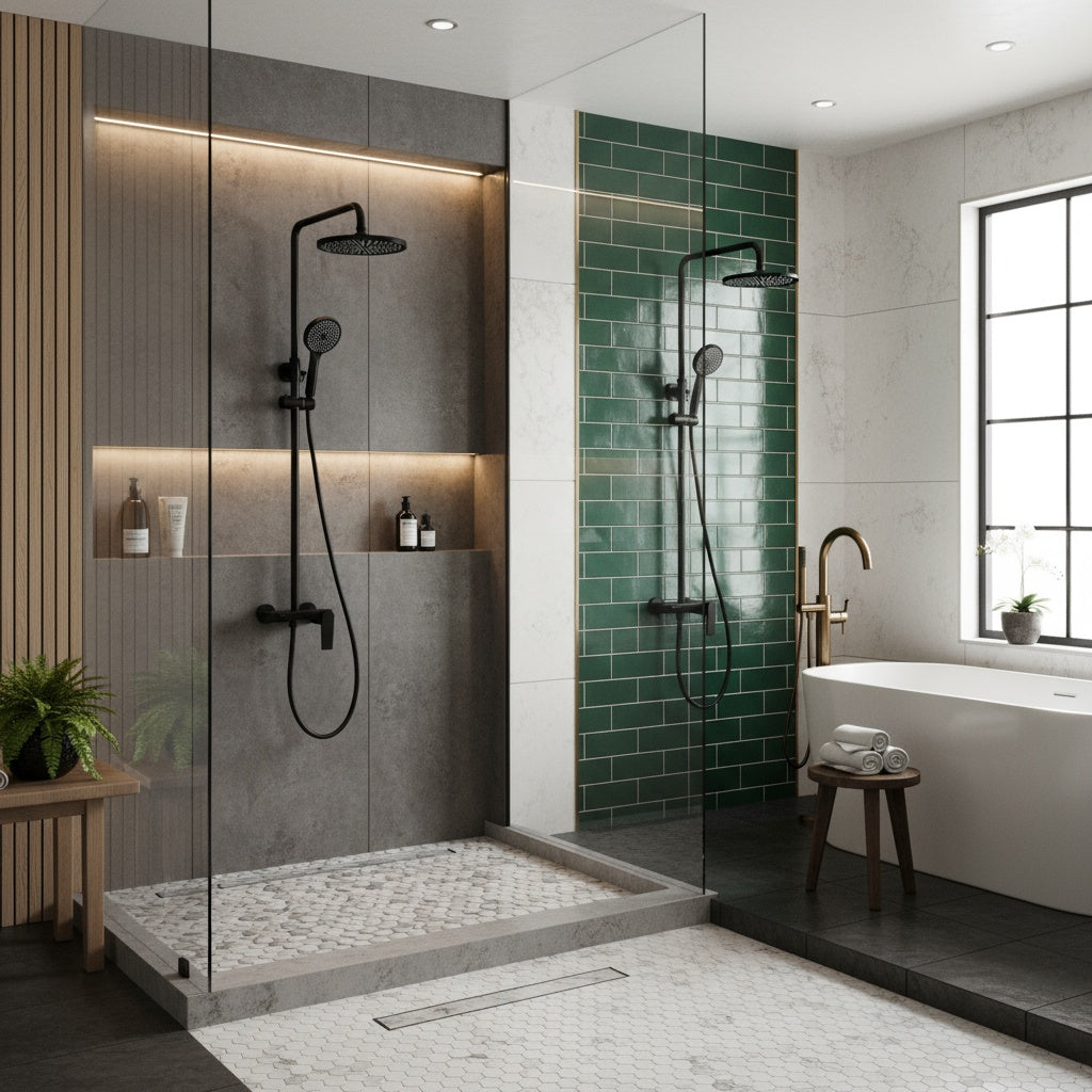 Coloana de Dus Negru Mat 5032-1 3 Functii Alama si Inox