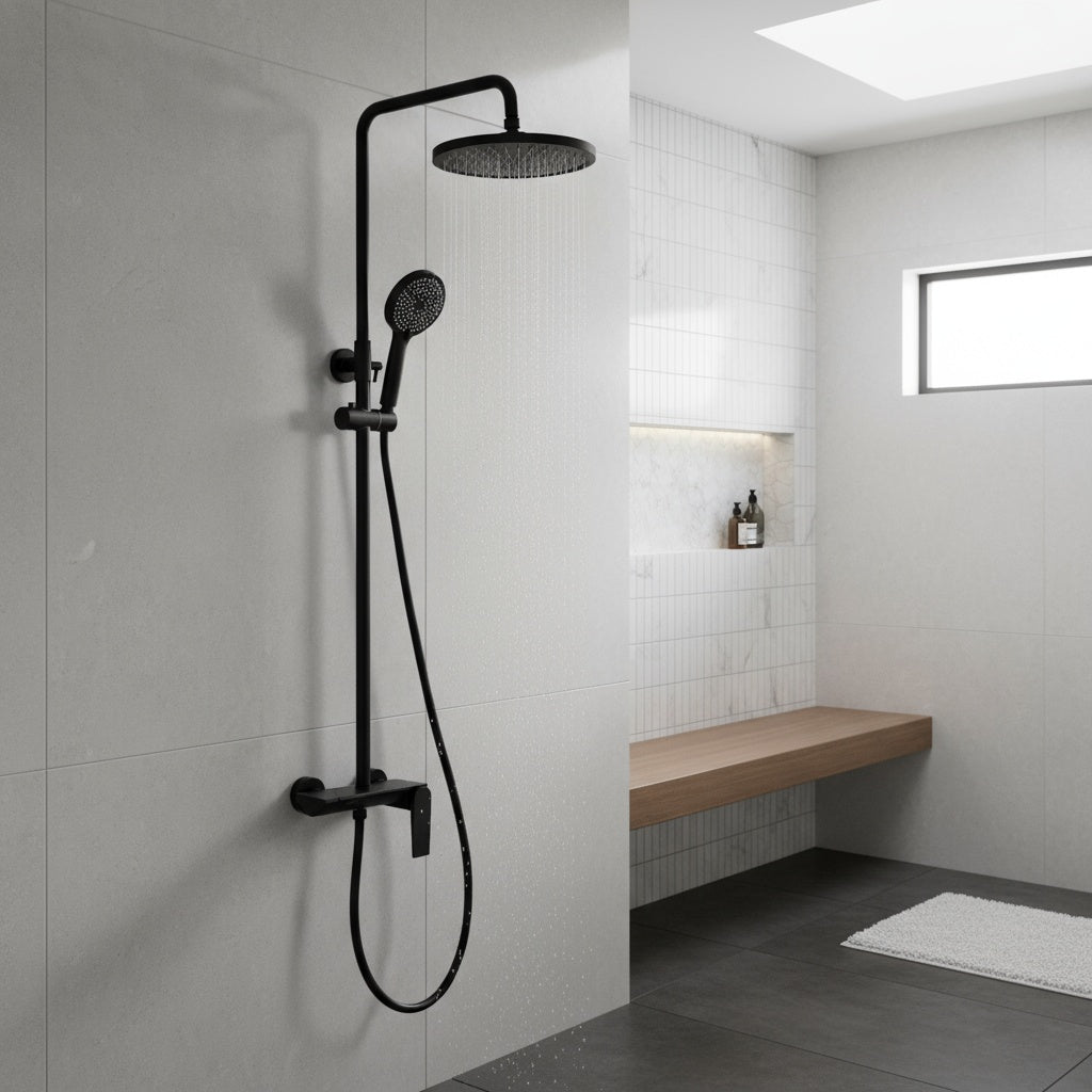 Coloana de Dus Negru Mat 5032-1 3 Functii Alama si Inox