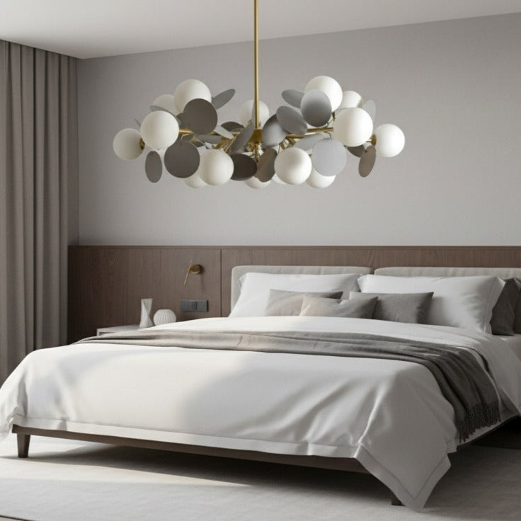 Lustra Suspendata SELVA Gold & Grey Abajur Mat