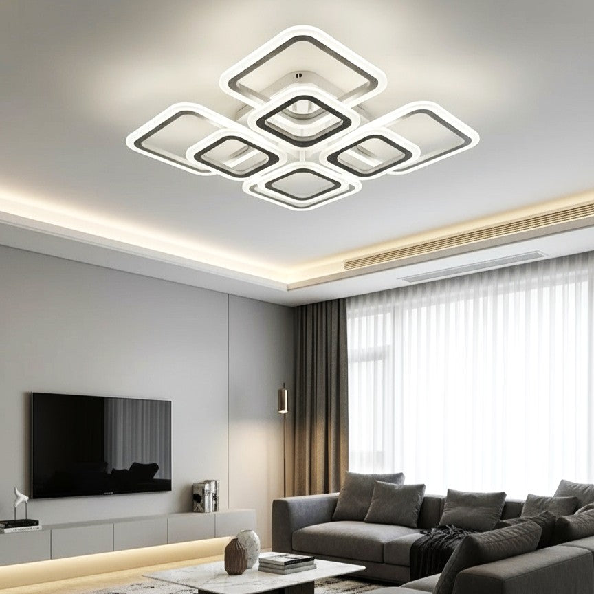 Lustra LED 4+4 SQUARE GIGANT Echivalent 1000W Telecomanda