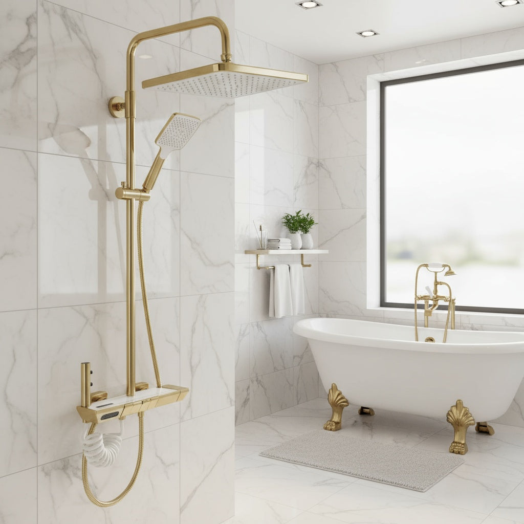 Coloana de Dus Premium Auriu Mat Comenzi Piano