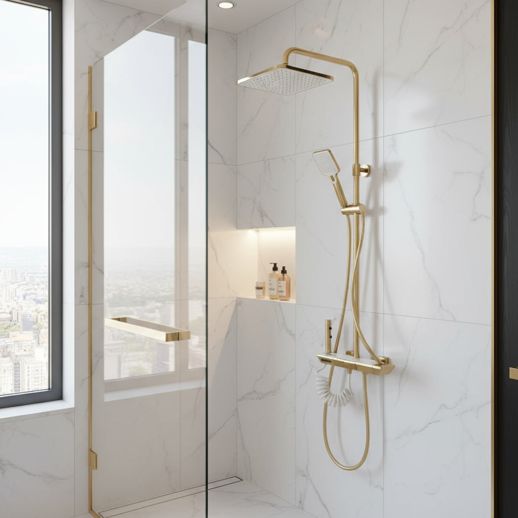 Coloana de Dus Premium Auriu Mat Comenzi Piano