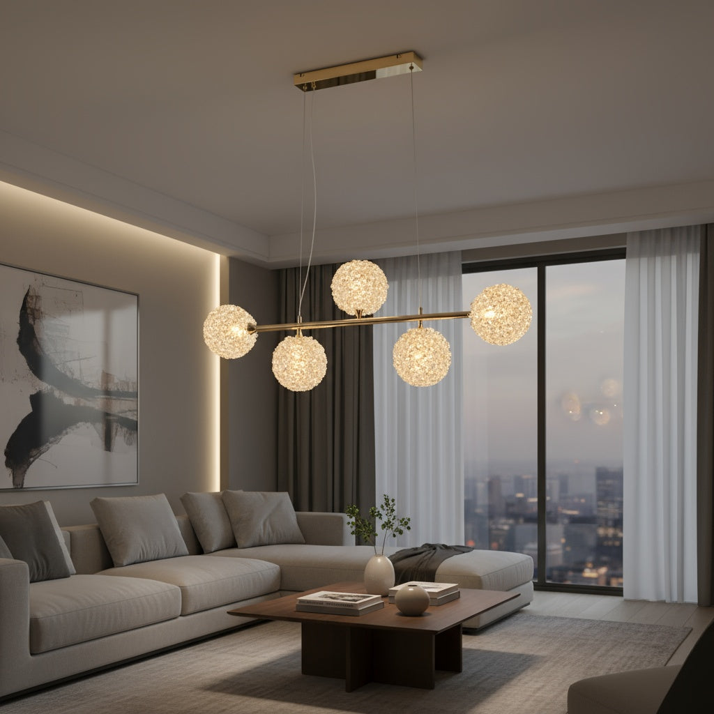 Lustra LED Suspendata Golden Sponge Echivalent 400W Telecomanda