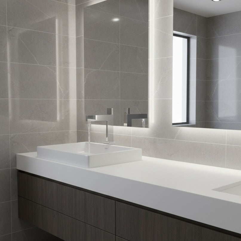 Baterie De Lavoar Slim Modern Argintiu