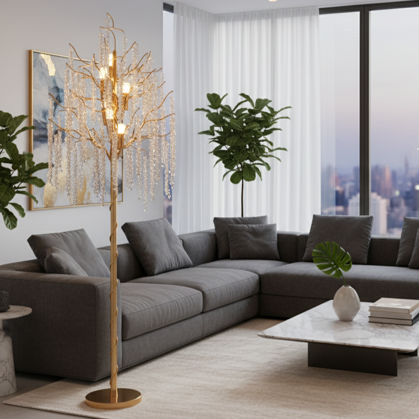 Lampadar Cristal LUXURY Golden Willow 175CM