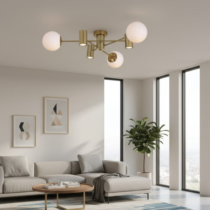 Lustra SEDA Abajur MAT cu 3 Spoturi Gold