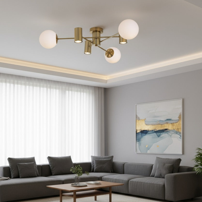 Lustra SEDA Abajur MAT cu 3 Spoturi Gold