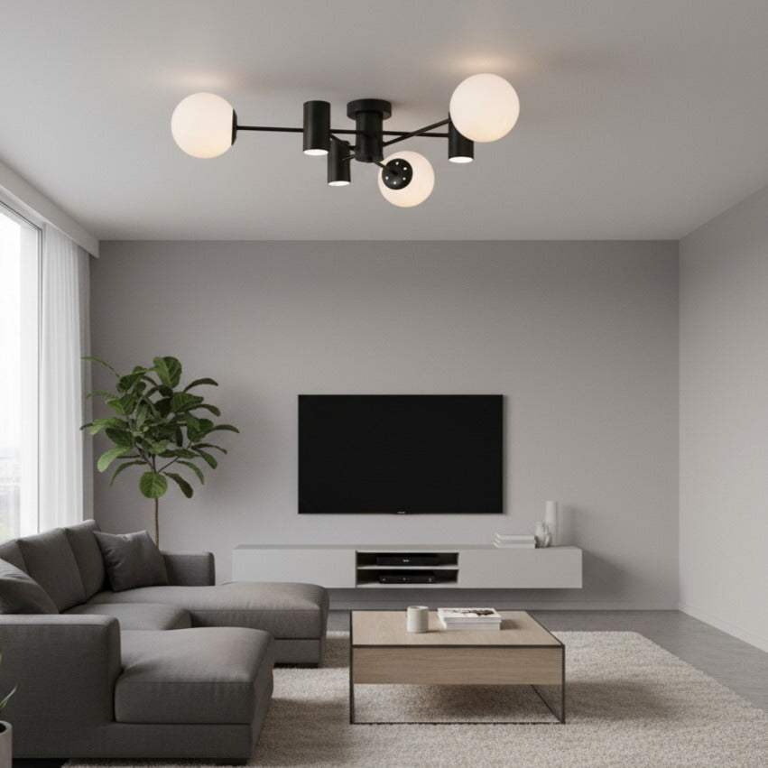 Lustra SEDA Abajur MAT cu 3 Spoturi Black