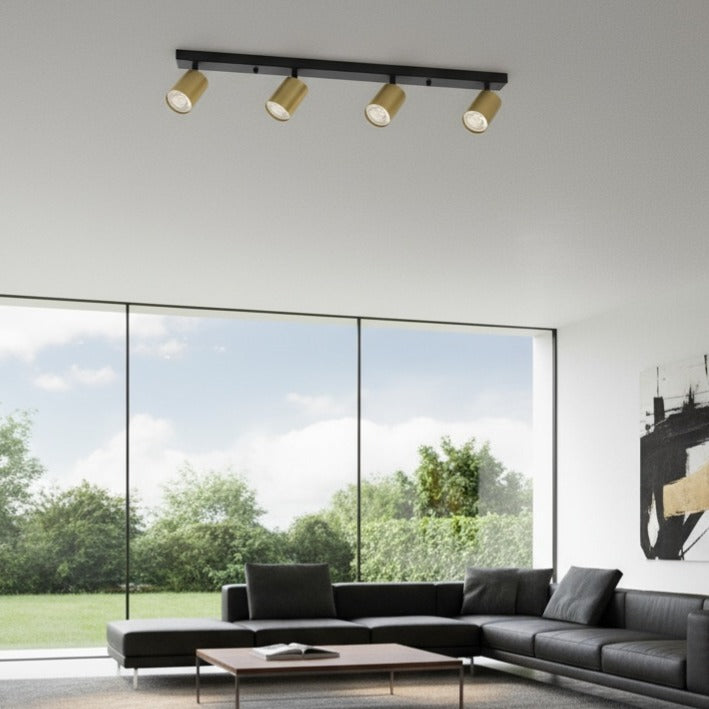 Lustra Negru & Auriu Liniara cu 4 Spoturi Reglabile 4xGU10