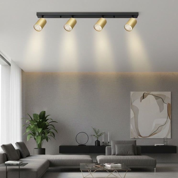 Lustra Negru & Auriu Liniara cu 4 Spoturi Reglabile 4xGU10