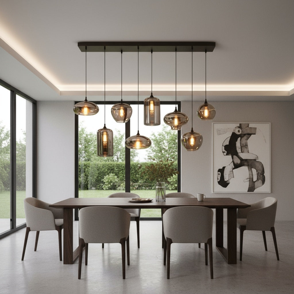 Lustra Maxi VERA Black Abajur Fumuriu 8xE27