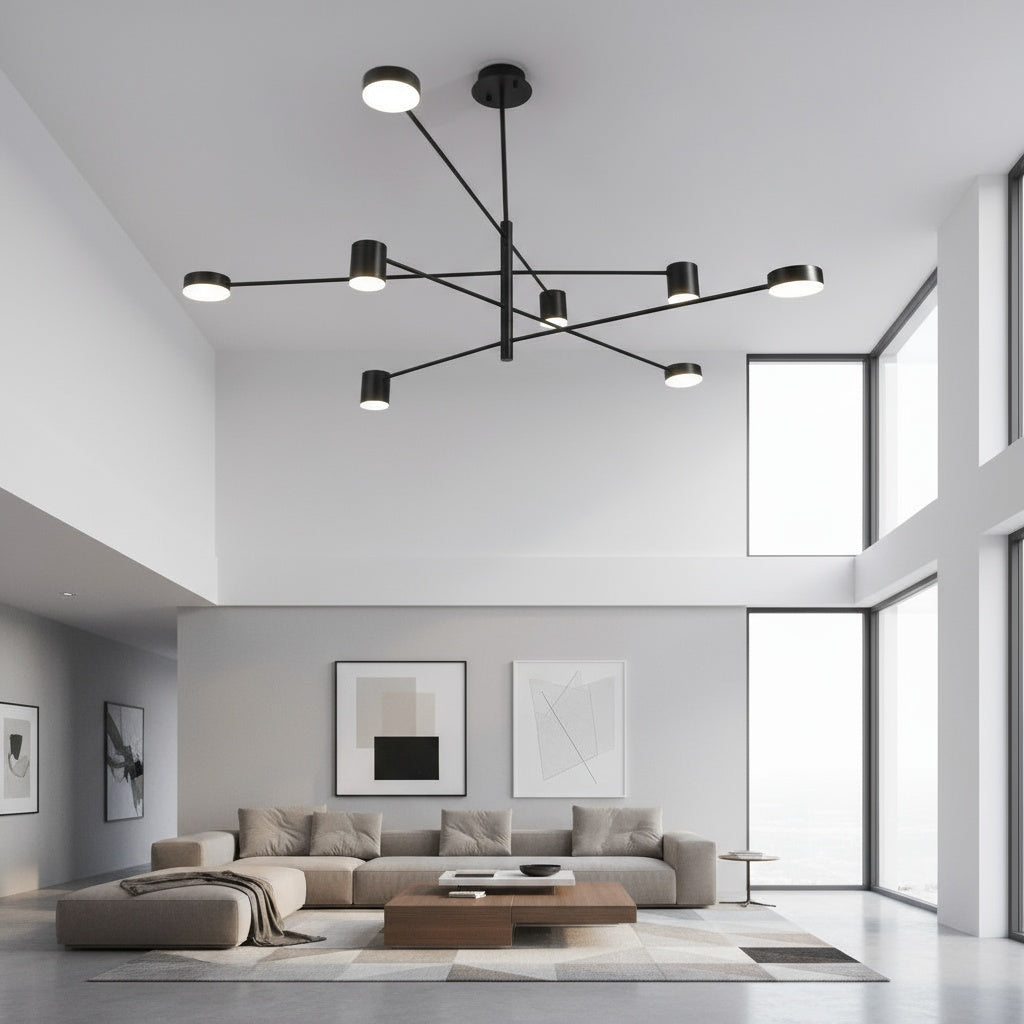 Lustra LED Nordic Style Maxi WEB Black Echivalent 600W Telecomanda