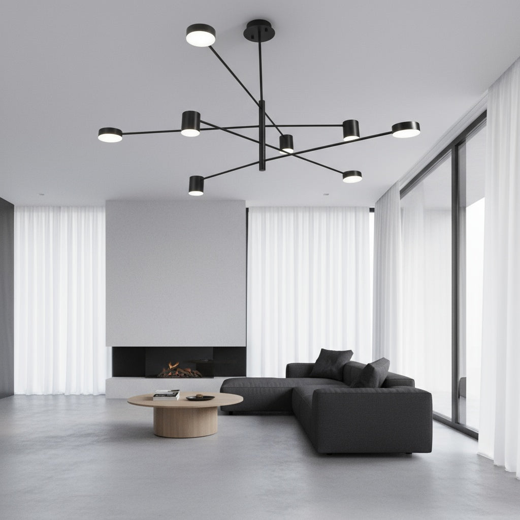 Lustra LED Nordic Style Maxi WEB Black Echivalent 600W Telecomanda