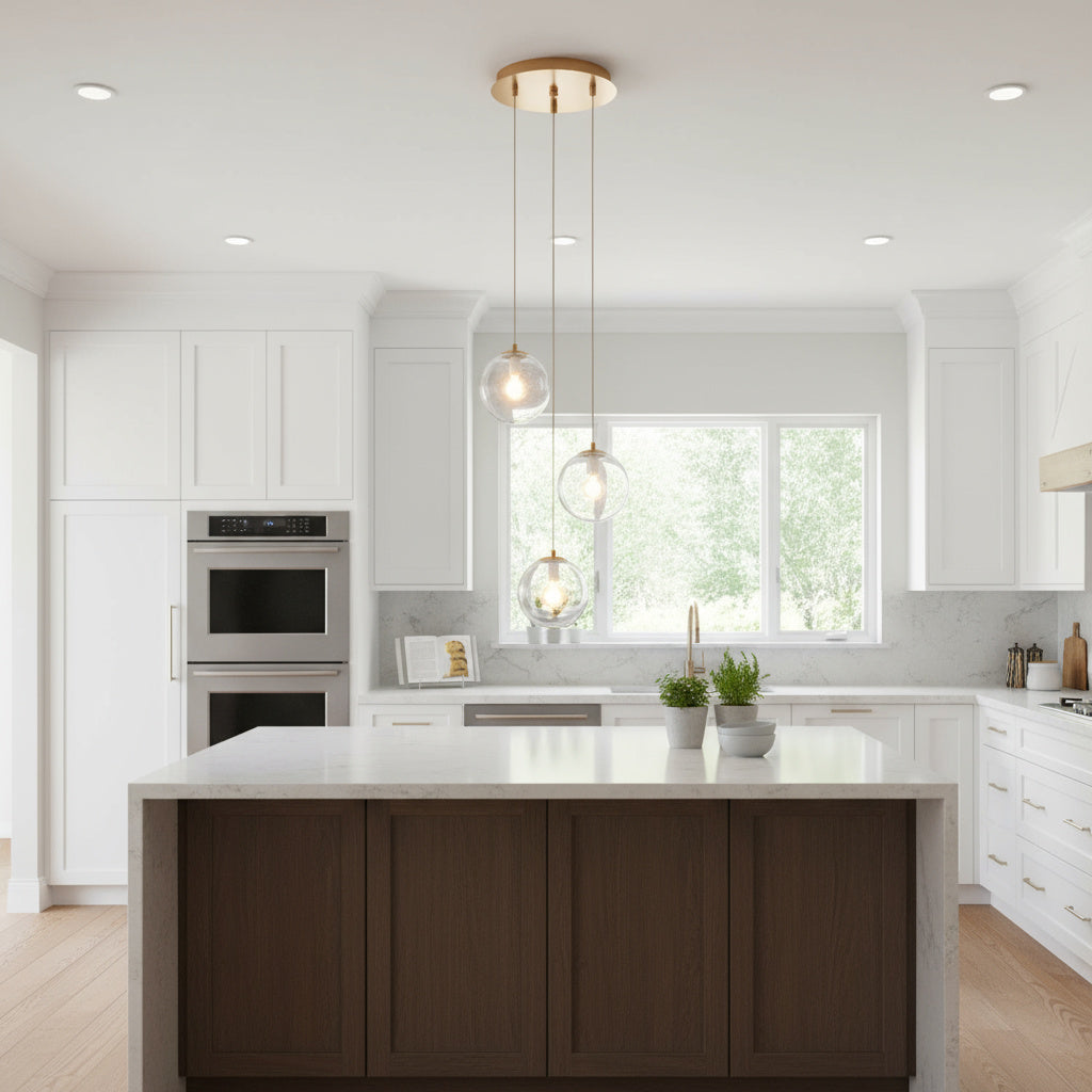 Lustra KENA Gold Abajur Transparent 3xG9