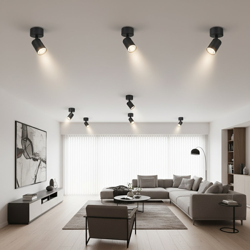 Spot Aplicat Orientabil Rotund Negru Dulie GU10 Ø60x130mm