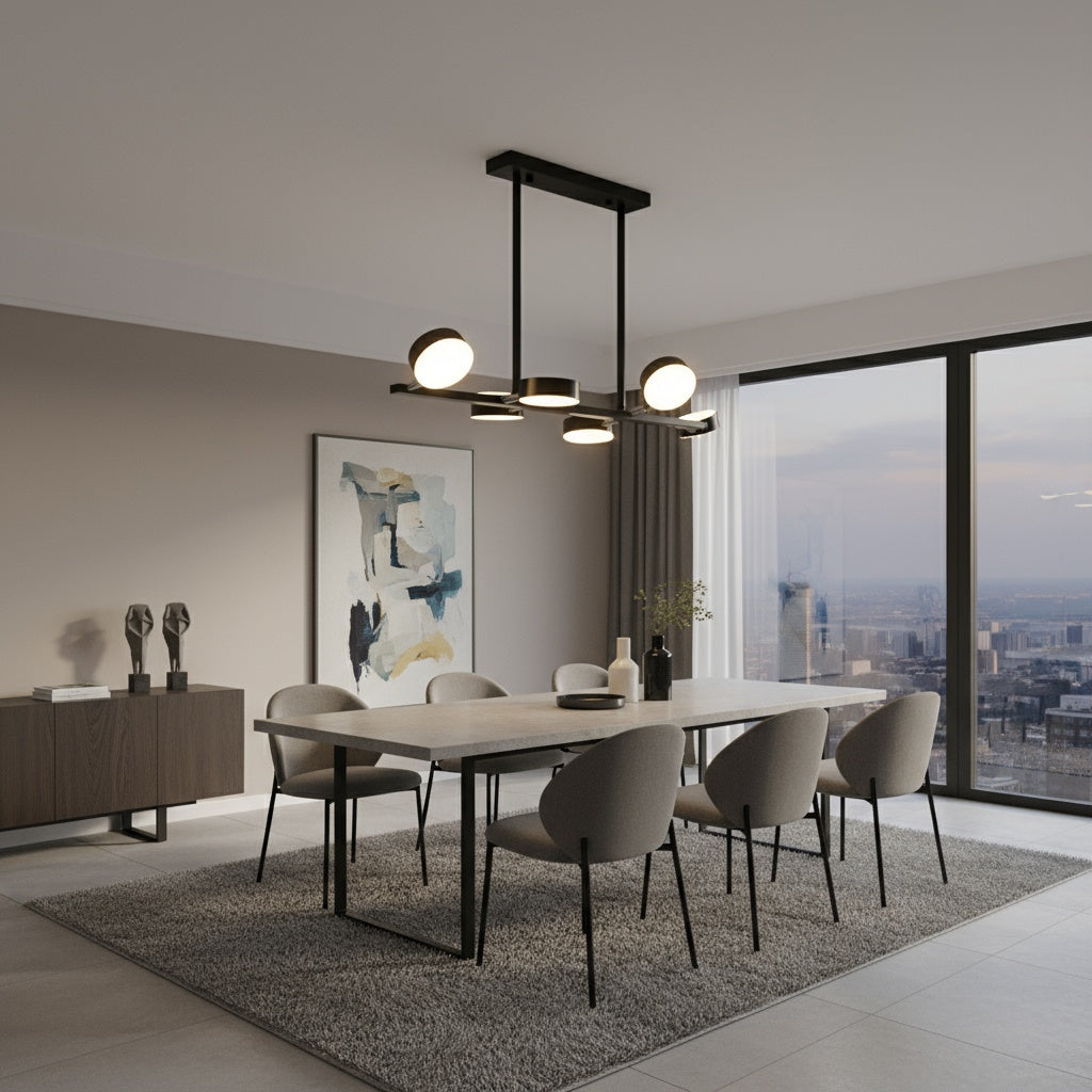 Lustra LED Nordic Style WELA Black Echivalent 500W Telecomanda