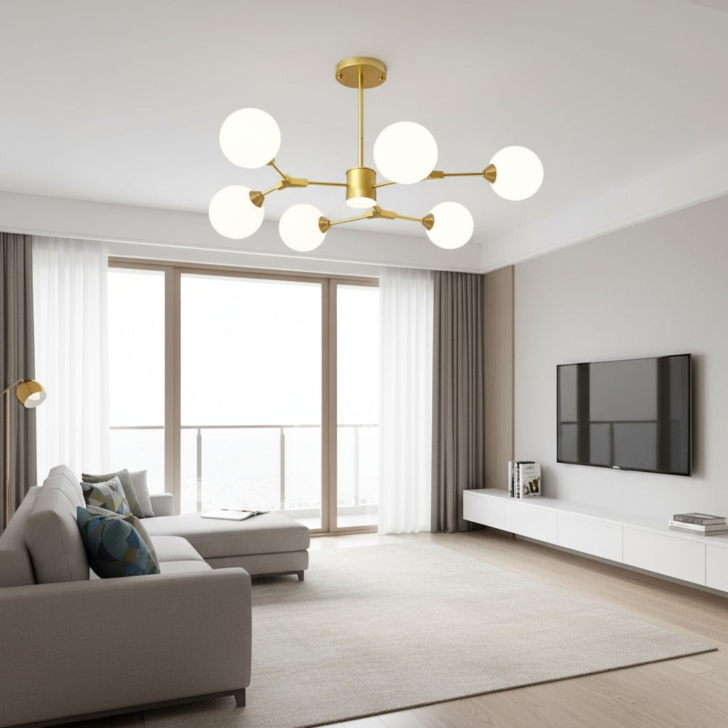 Lustra Auryn Gold Abajur Mat 6xG9