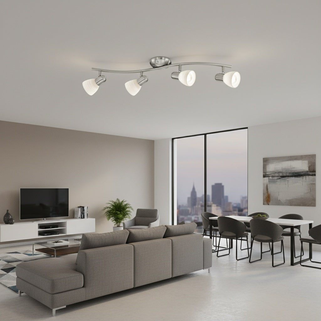 Lustra DAKAR 1 cu 4 Spoturi White & Silver 65CM