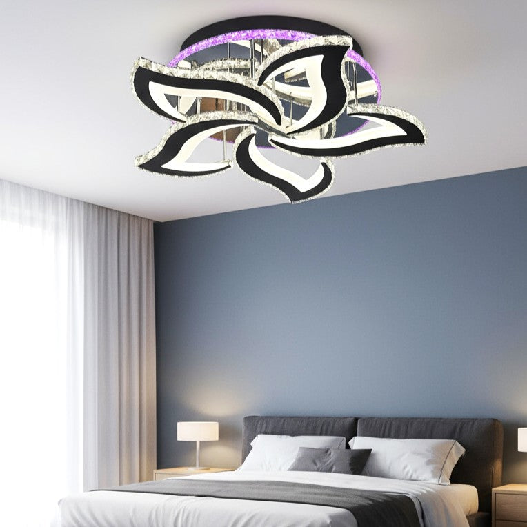 Lustra LED Camelia Cristal Chrome RGB Echivalent 600W Telecomanda