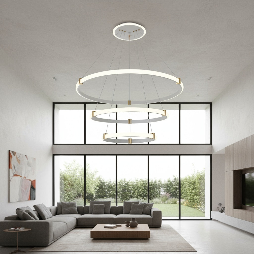 Lustra LED Suspendata ZENO White 3 Segmente Echivalent 400W Telecomanda