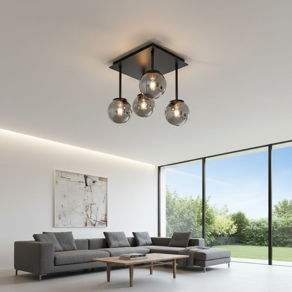 Lustra Abajur Fumuriu Black Rivendell 4xE27