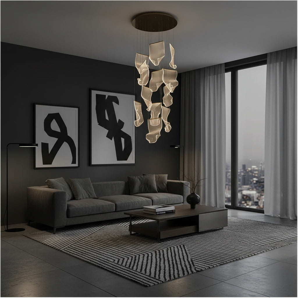 Lustra LED Luxury PAPER QUILL GOLD 12Elemente Echivalent 300W