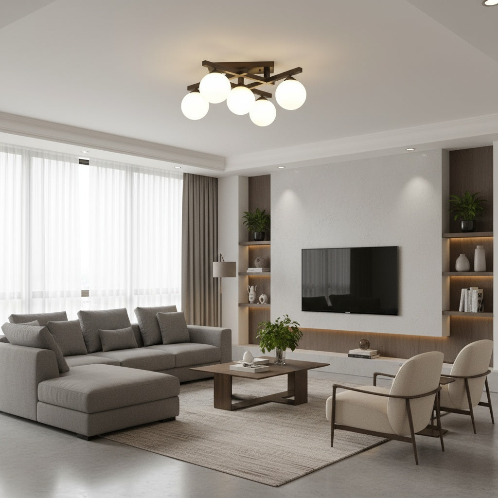 Lustra MEZO Abajur Mat 5xE27