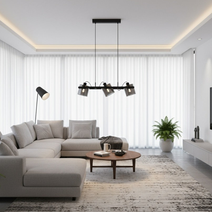 Lustra Suspendata HORNWOOD 3xE27 Black 78CM